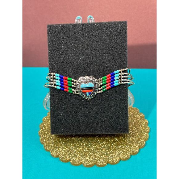 Vintage 925 Sterling Silver Heart Bracelet Purchased 2008 Gallup NM - Picture 1 of 4